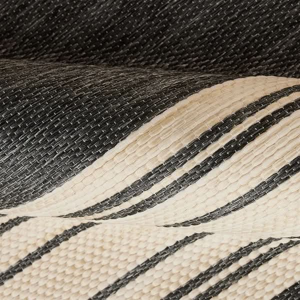 Mineral Springs Outdoor Area Rug Huntington Stripe, Black & Ivory