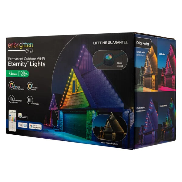 Enbrighten 100ft Permanent Outdoor Wi-Fi Eternity Eave Lights