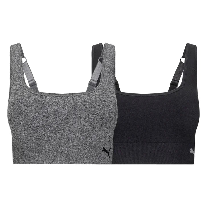 PUMA Women's Seamless Sports Bra, 2-pack
