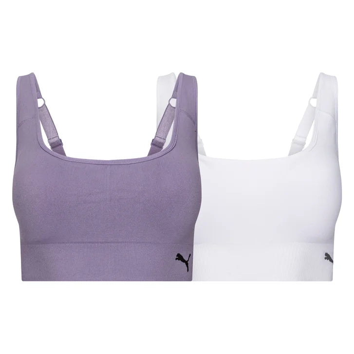 PUMA Women's Seamless Sports Bra, 2-pack