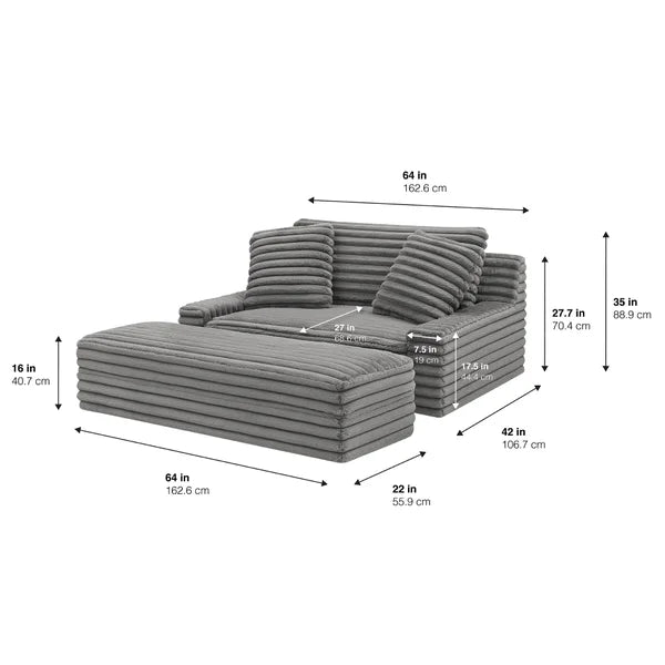 Thomasville Wills Fabric Oversize Chair and Storage Ottoman