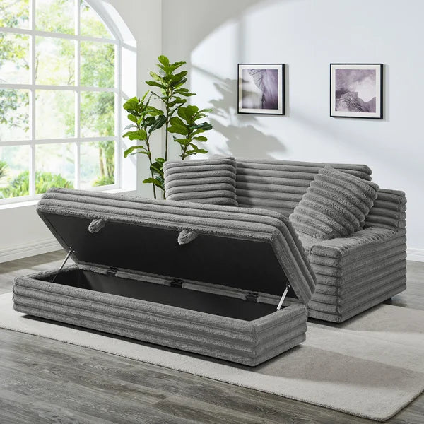 Thomasville Wills Fabric Oversize Chair and Storage Ottoman