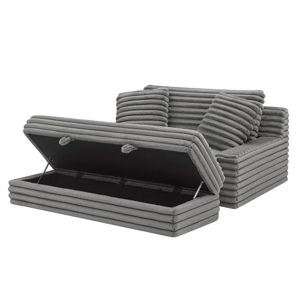 Thomasville Wills Fabric Oversize Chair and Storage Ottoman