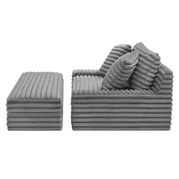 Thomasville Wills Fabric Oversize Chair and Storage Ottoman