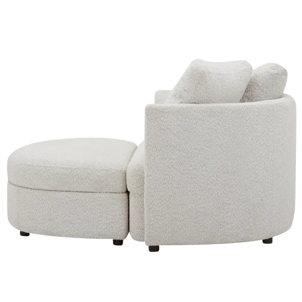 Holley Oversized Fabric Accent Chair with Storage Ottoman