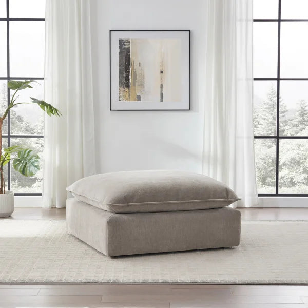 Sereen Fabric Ottoman, Taupe