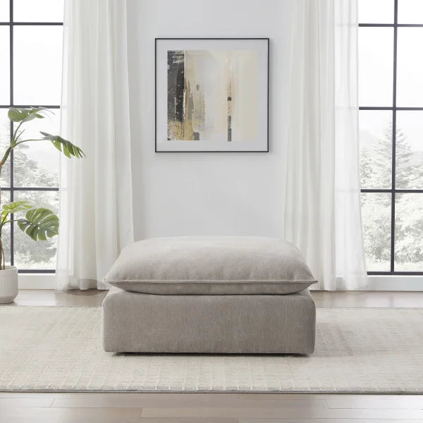 Sereen Fabric Ottoman, Taupe