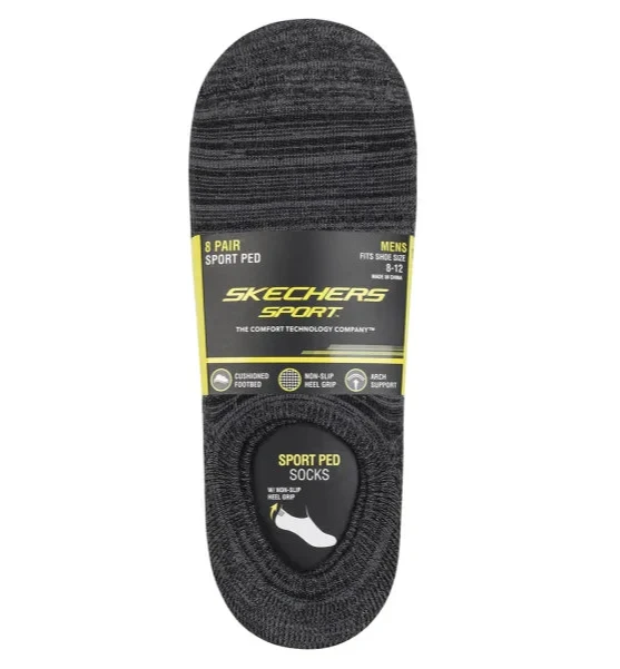 Skechers Men's Sport Ped Sock, 8-pair