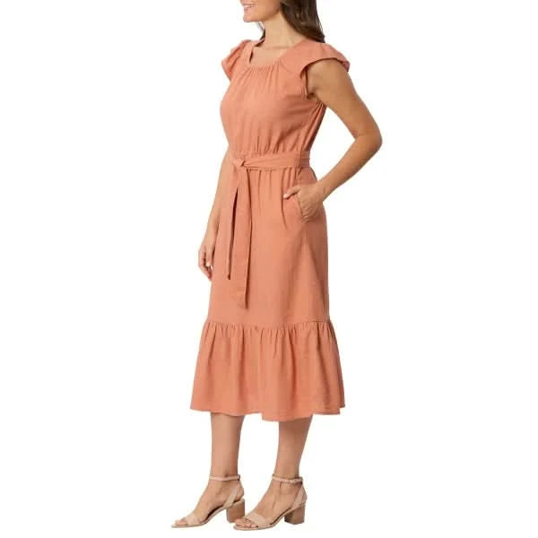 Briggs Women's Linen Blend Tiered Dress