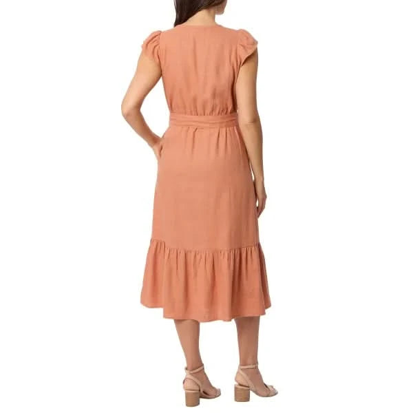 Briggs Women's Linen Blend Tiered Dress