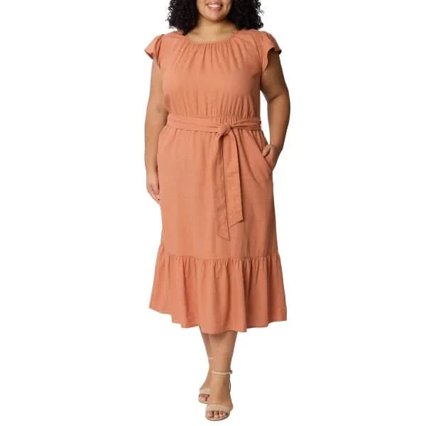 Briggs Women's Linen Blend Tiered Dress
