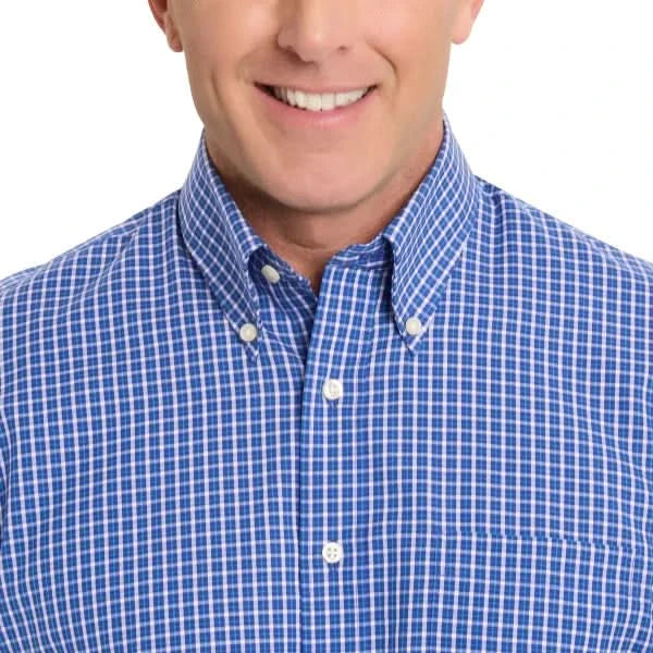 Kirkland Signature Men’s Traditional Fit Dress Shirt, Navy Teal Check