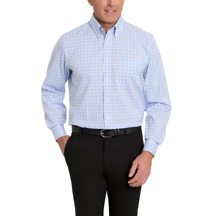 Kirkland Signature Men’s Traditional Fit Dress Shirt, Blue White Dot Dobby