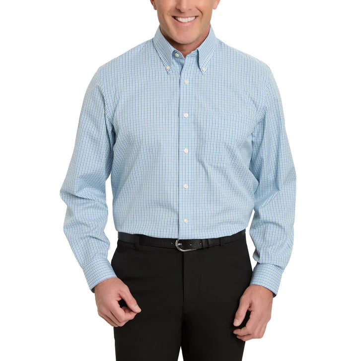Kirkland Signature Men’s Traditional Fit Dress Shirt, Blue Green Check