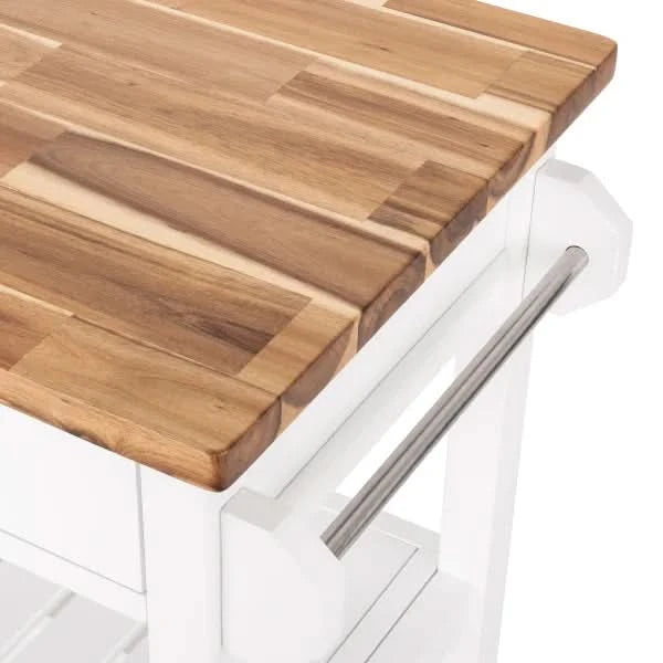 Seville Acacia Top Kitchen Cart with Drawers