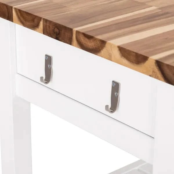 Seville Acacia Top Kitchen Cart with Drawers