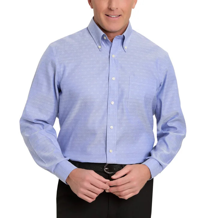 Kirkland Signature Men’s Traditional Fit Dress Shirt, Blue White Dot Dobby