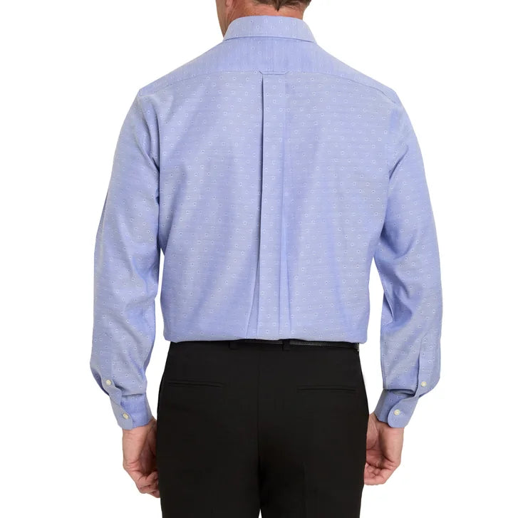 Kirkland Signature Men’s Traditional Fit Dress Shirt, Blue White Dot Dobby