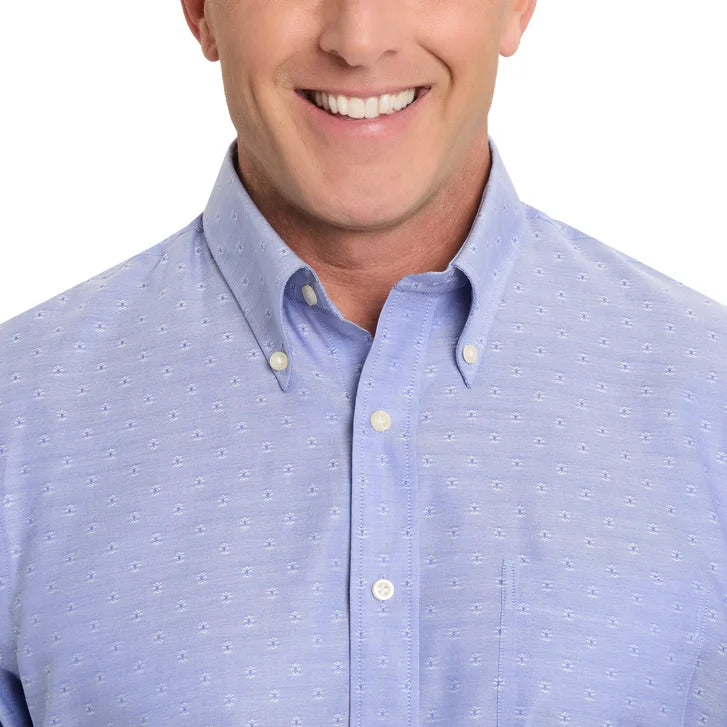 Kirkland Signature Men’s Traditional Fit Dress Shirt, Blue White Dot Dobby