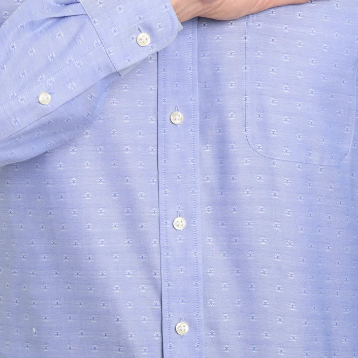 Kirkland Signature Men’s Traditional Fit Dress Shirt, Blue White Dot Dobby