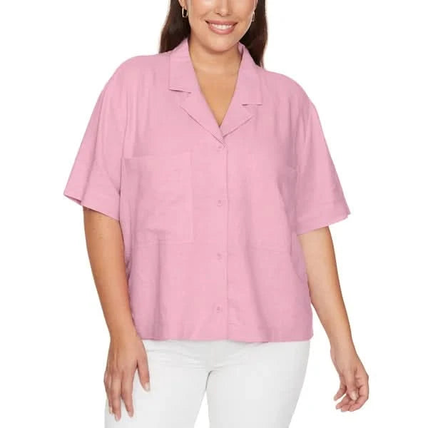 Buffalo Women's Linen Blend Button Front Shirt