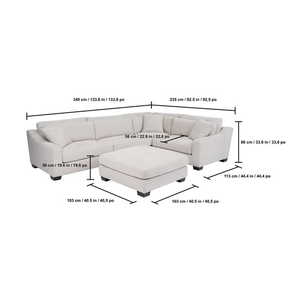 Evelynne Fabric Sectional with Ottoman