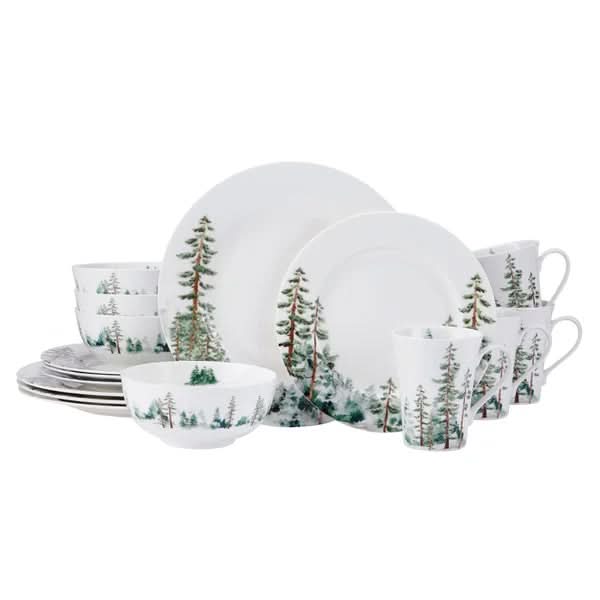 Mikasa Watercolor Forest 16-Piece Bone China Dinnerware Set