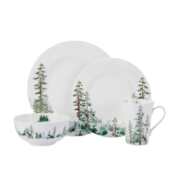 Mikasa Watercolor Forest 16-Piece Bone China Dinnerware Set