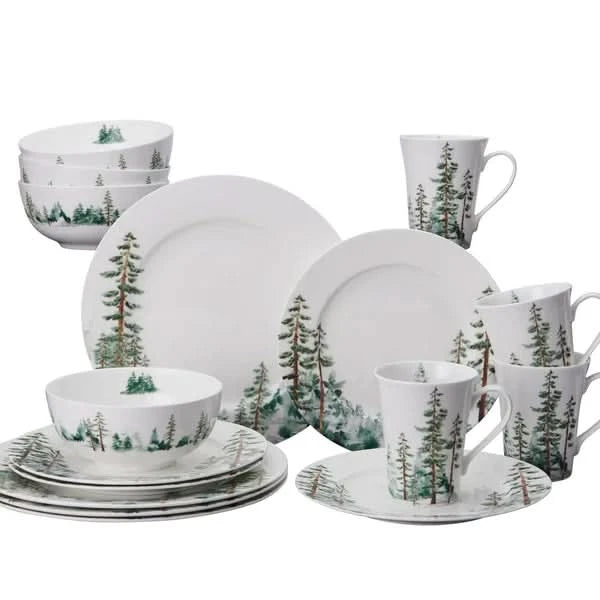 Mikasa Watercolor Forest 16-Piece Bone China Dinnerware Set