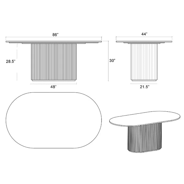 Astoria 86" Carrara Quartz Dining Table