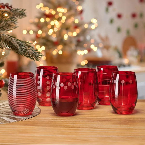 Mikasa Cheers Stemless Ruby Wine Glasses, Set of 6