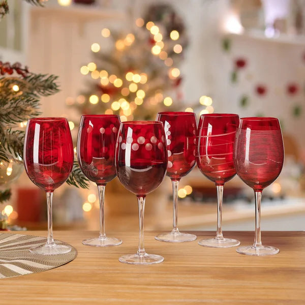 Mikasa Cheers Ruby Wine Glasses, Set of 6