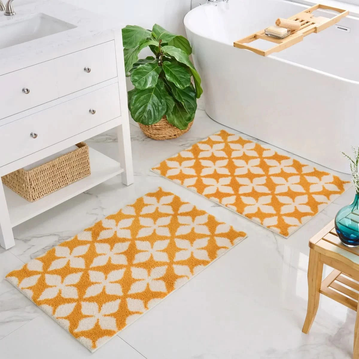 Welhome Printed Bath Rugs, 2 Pack