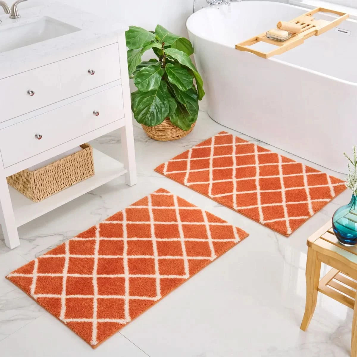 Welhome Printed Bath Rugs, 2 Pack