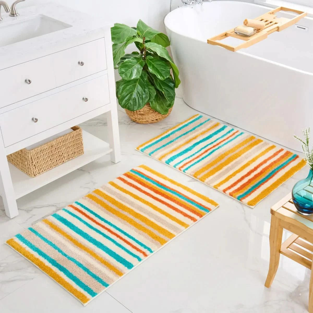 Welhome Printed Bath Rugs, 2 Pack