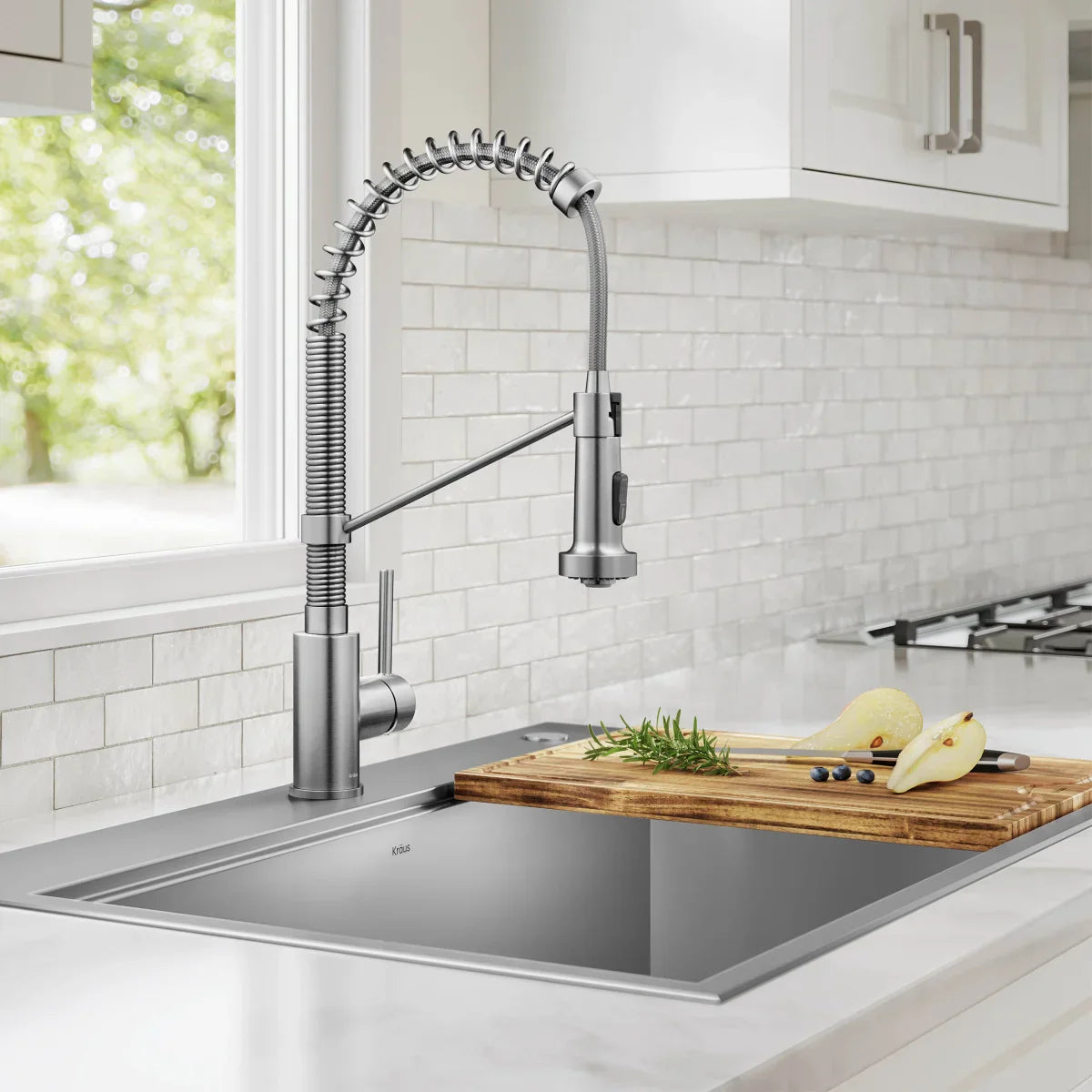 KRAUS Topmount Workstation Kitchen Sink with Commercial Pull-Down Faucet