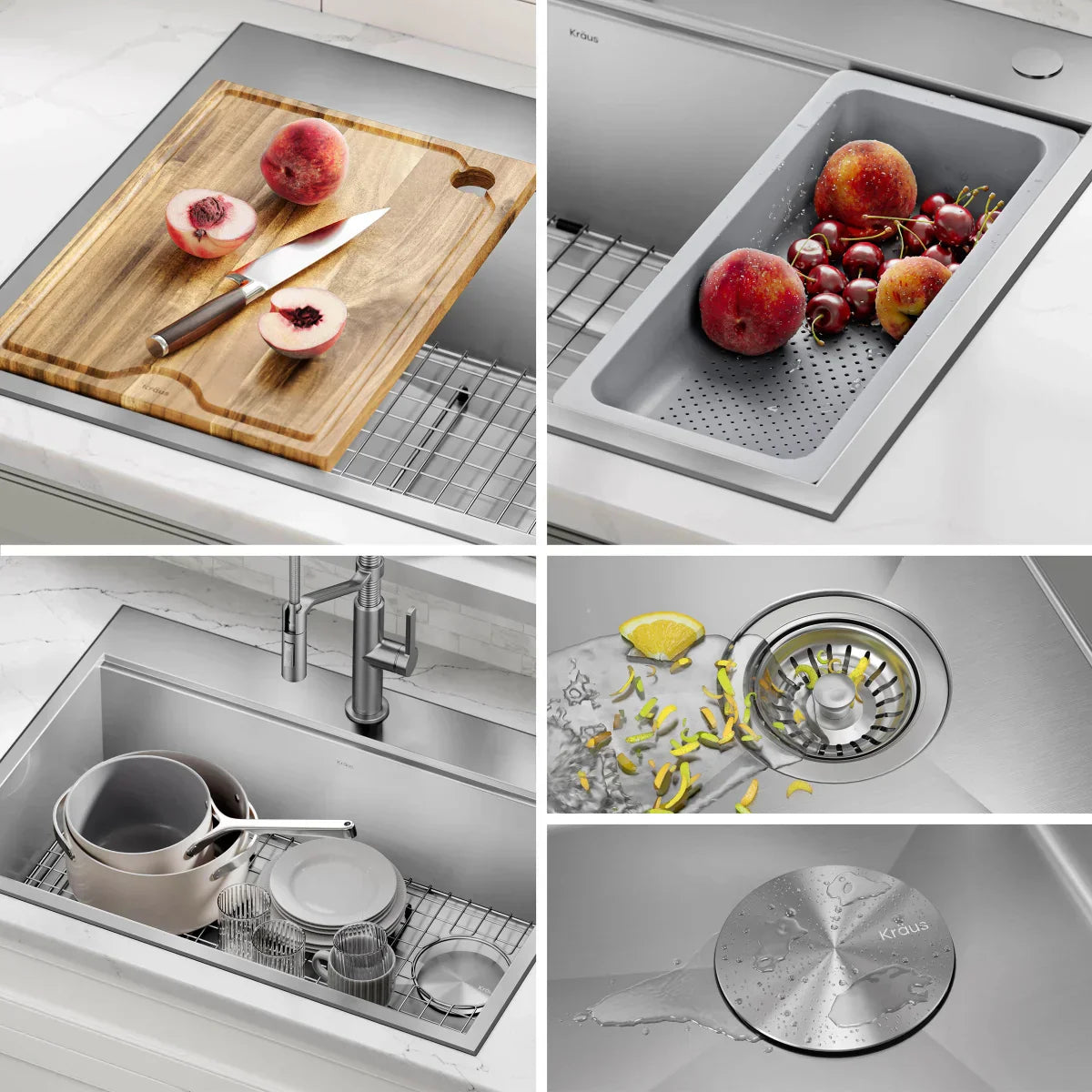 KRAUS Topmount Workstation Kitchen Sink with Modern Pull-Down Faucet