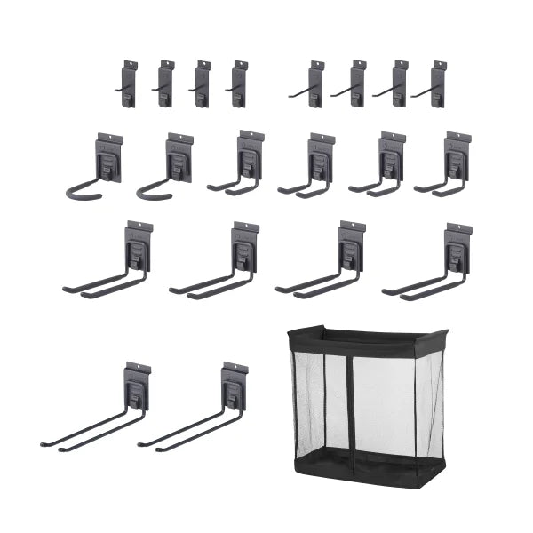 TRINITY 24 Sq Ft Modular Slatwall 19-piece Accessory Set