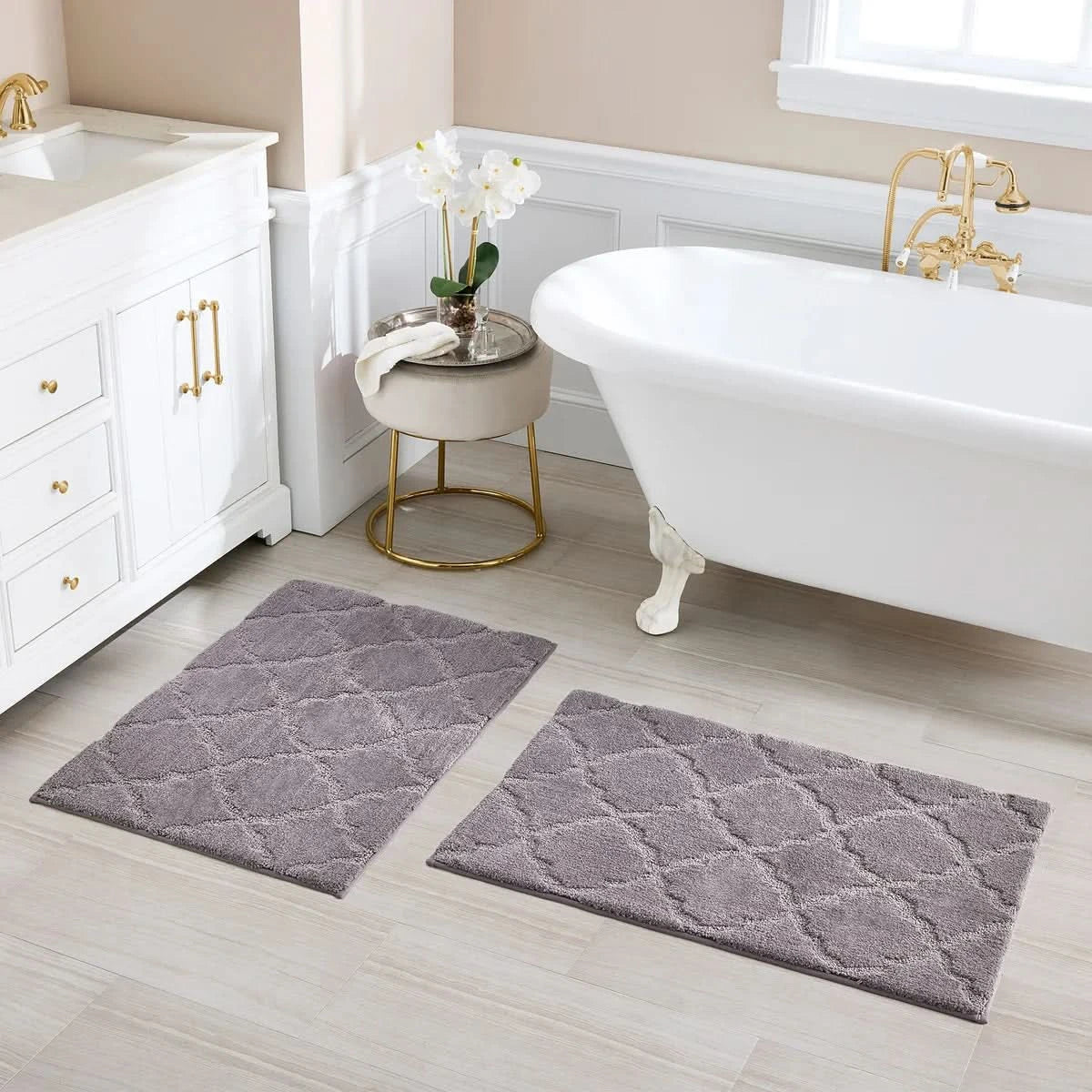 Charisma Drylon Trellis Bath Rugs, 2 Pack