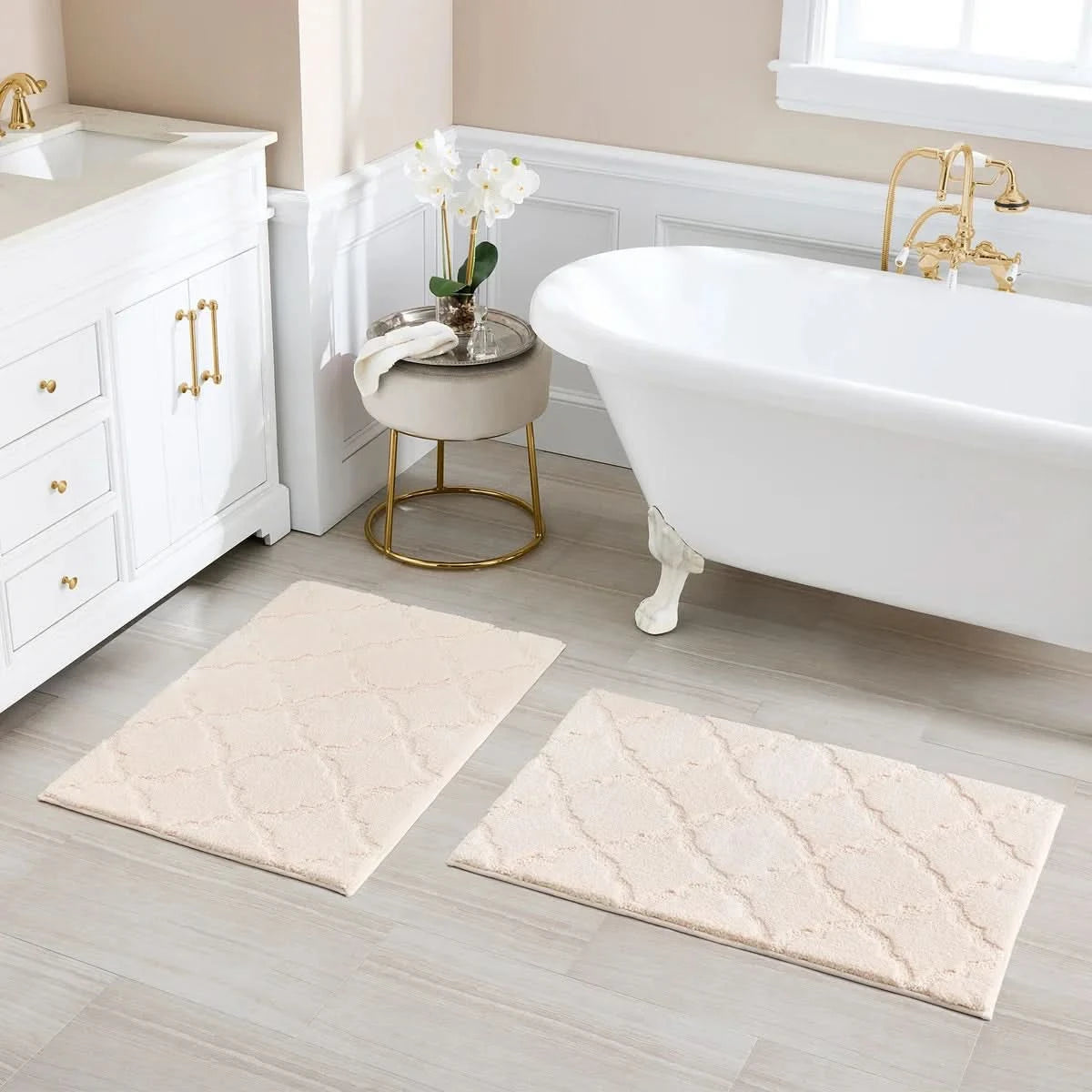 Charisma Drylon Trellis Bath Rugs, 2 Pack