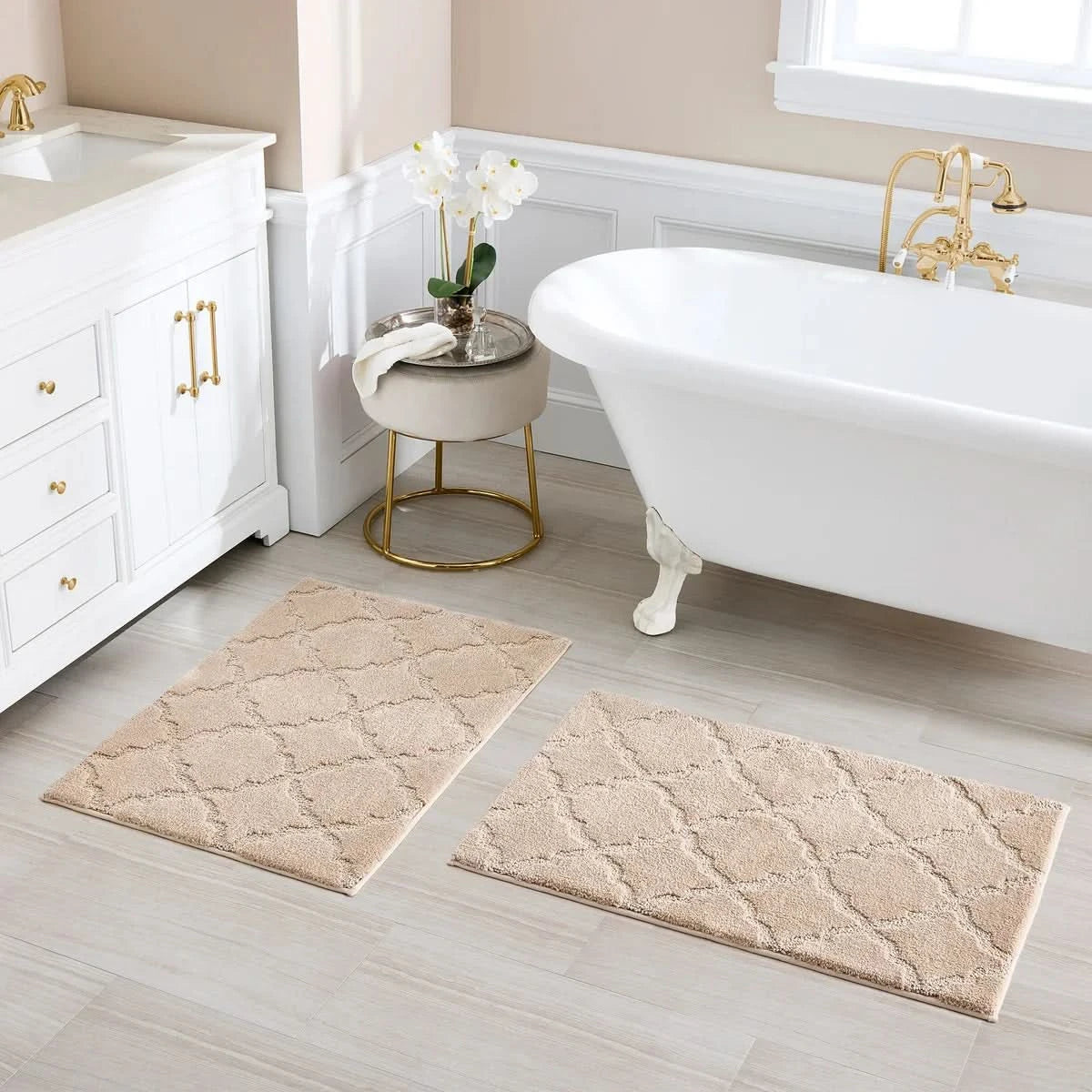 Charisma Drylon Trellis Bath Rugs, 2 Pack