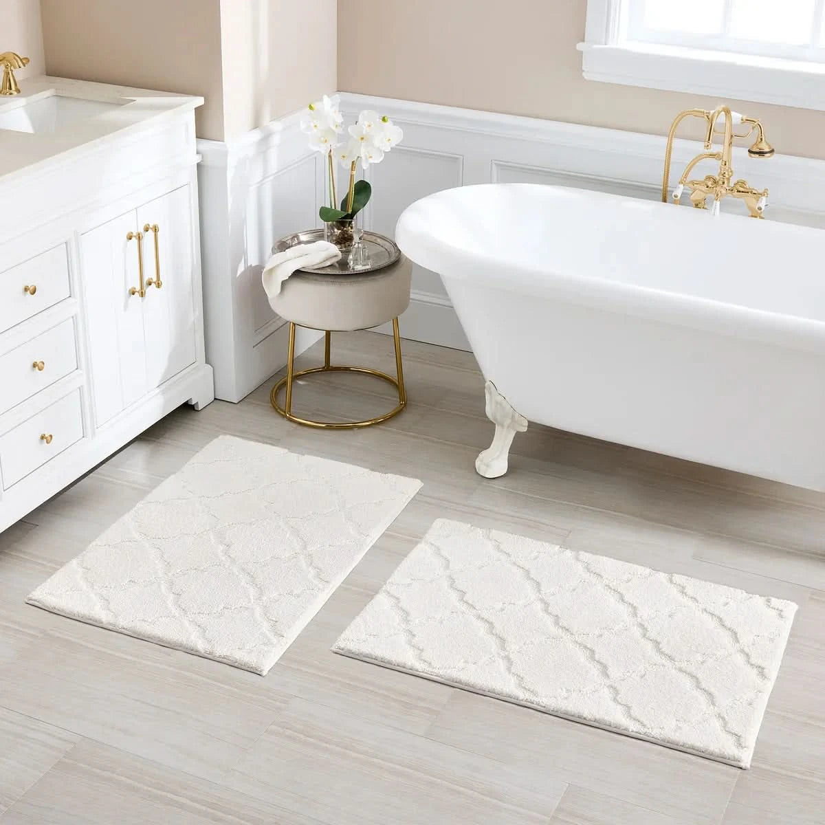 Charisma Drylon Trellis Bath Rugs, 2 Pack