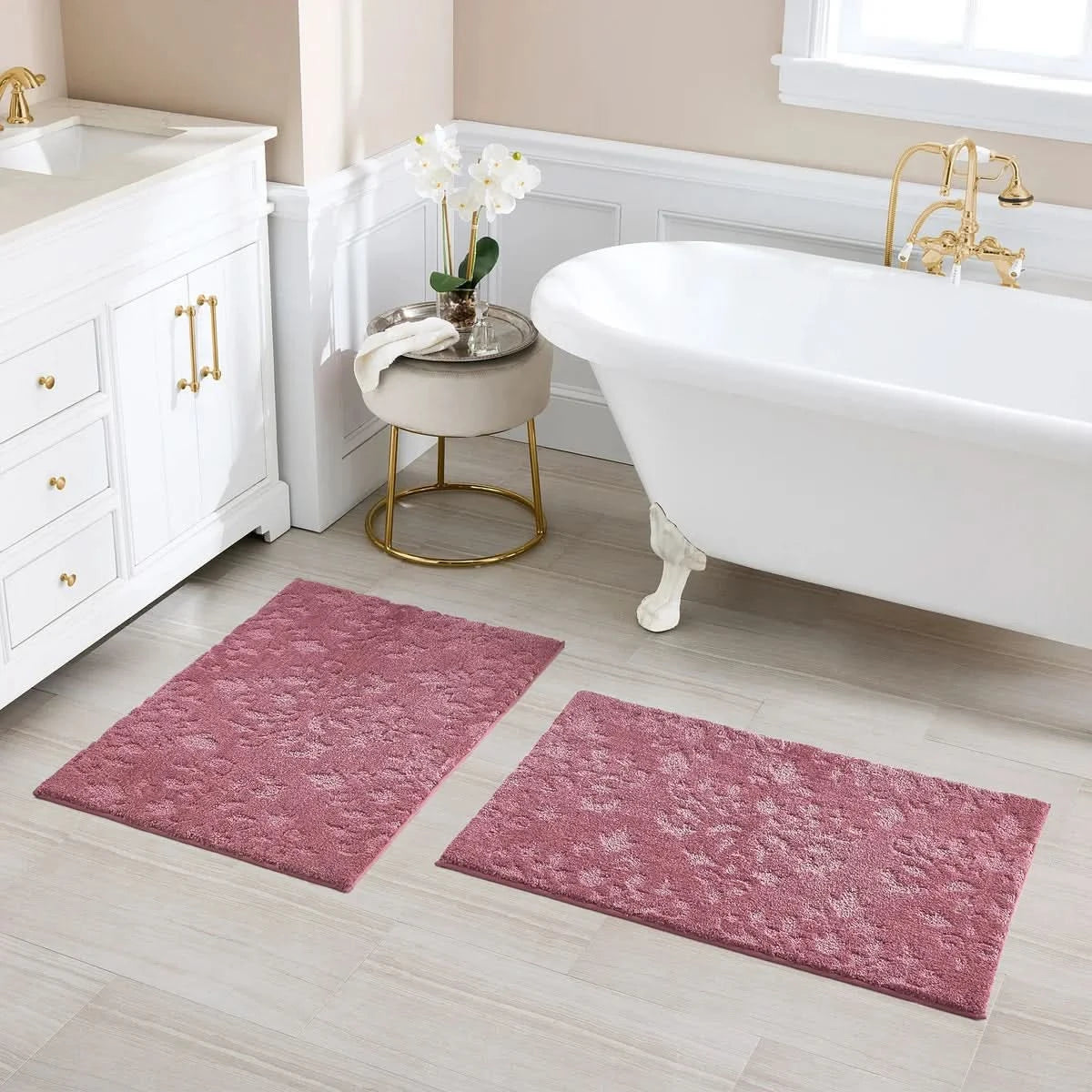Charisma Drylon Medallion Bath Rugs, 2 Pack
