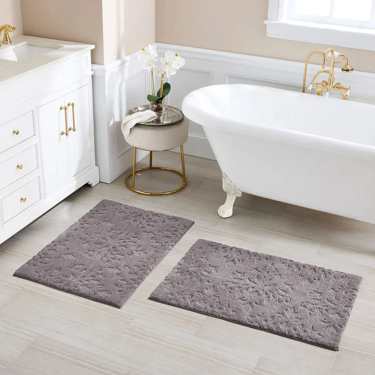 Charisma Drylon Medallion Bath Rugs, 2 Pack