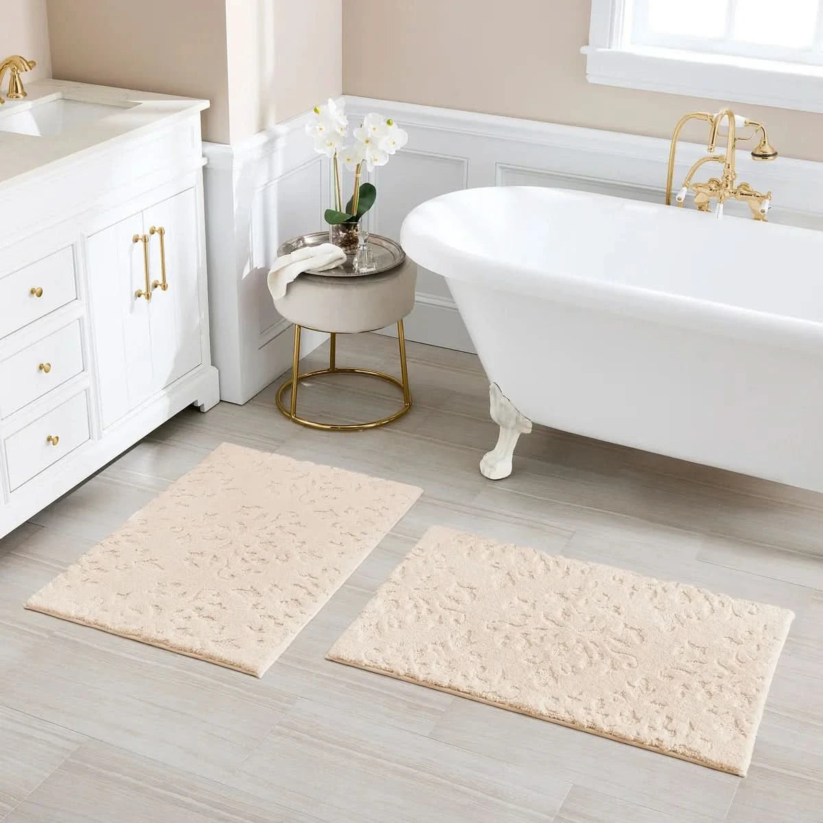 Charisma Drylon Medallion Bath Rugs, 2 Pack