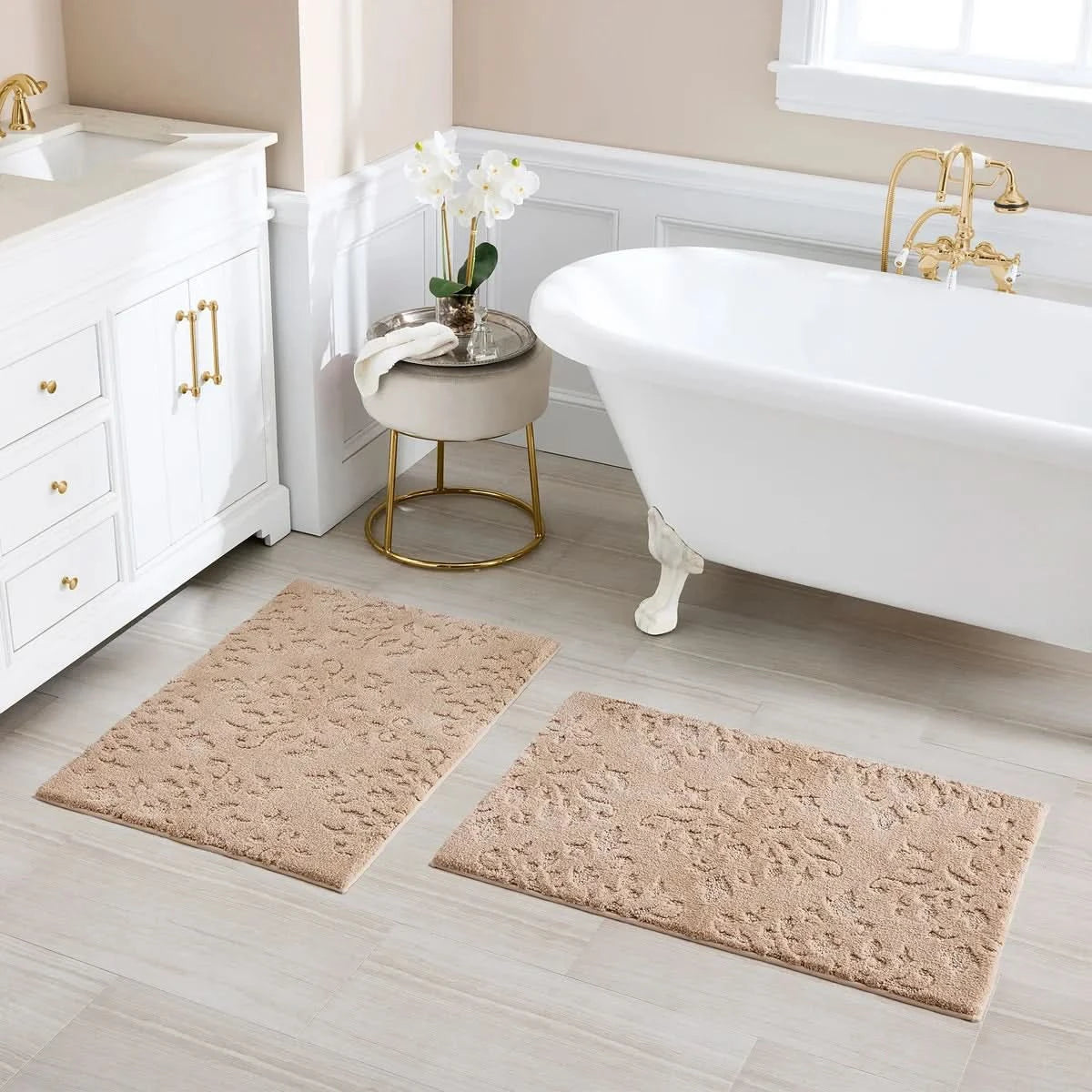 Charisma Drylon Medallion Bath Rugs, 2 Pack