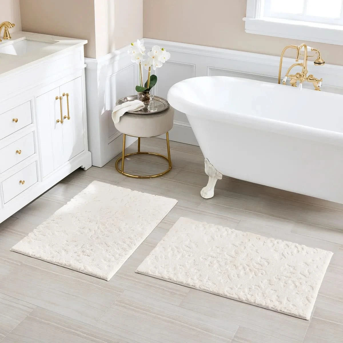 Charisma Drylon Medallion Bath Rugs, 2 Pack