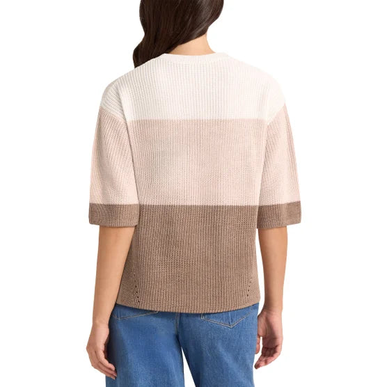 Matty M Women's Elbow Sleeve Colorblock Sweater