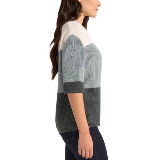 Matty M Women's Elbow Sleeve Colorblock Sweater