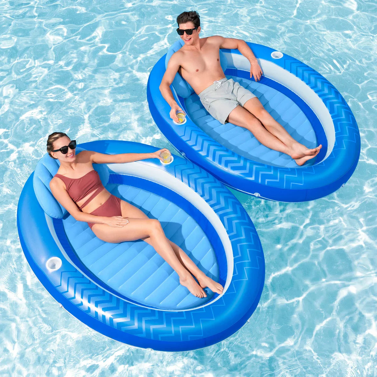H2OGO! Comfort Plush Cove Lounger Pool Floats, 2-pack
